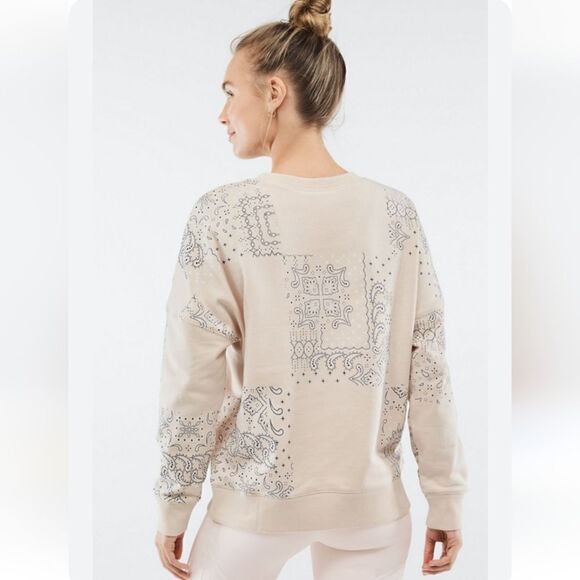 Fabletics Kourtney Sweatshirt Color Oats Blocked Paisley Small - Picture 7 of 8